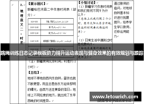 跳绳训练日志记录模板助力提升运动表现与健身效果的有效规划与跟踪